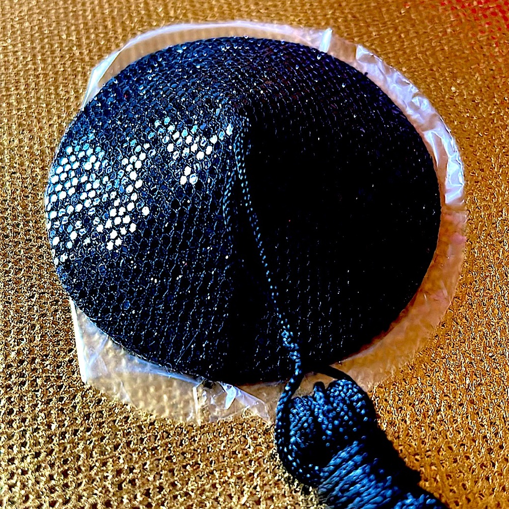 NWT black tassel pasties sequined nipple covers sexy jiggle embellished one size - Picture 2 of 8